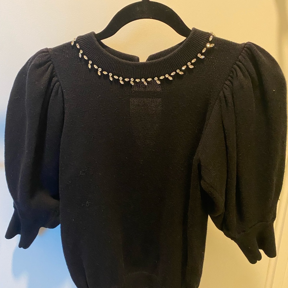 Ba&sh Women’s Nea Puff Sleeve Sweater - Black - XS- worn once and drycleaned